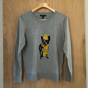 NWT Banana Republic Gray Sweater with Dog Print